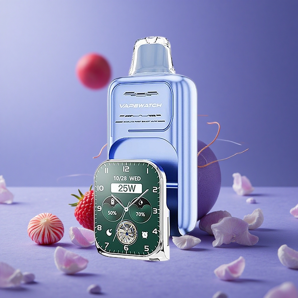 JNR Vape Watch 30000 Puffs Dispositivo de Vapeo Desechable Azul Frambuesa Helada con Batería de 1000mAh y Carga Rápida Tipo-C