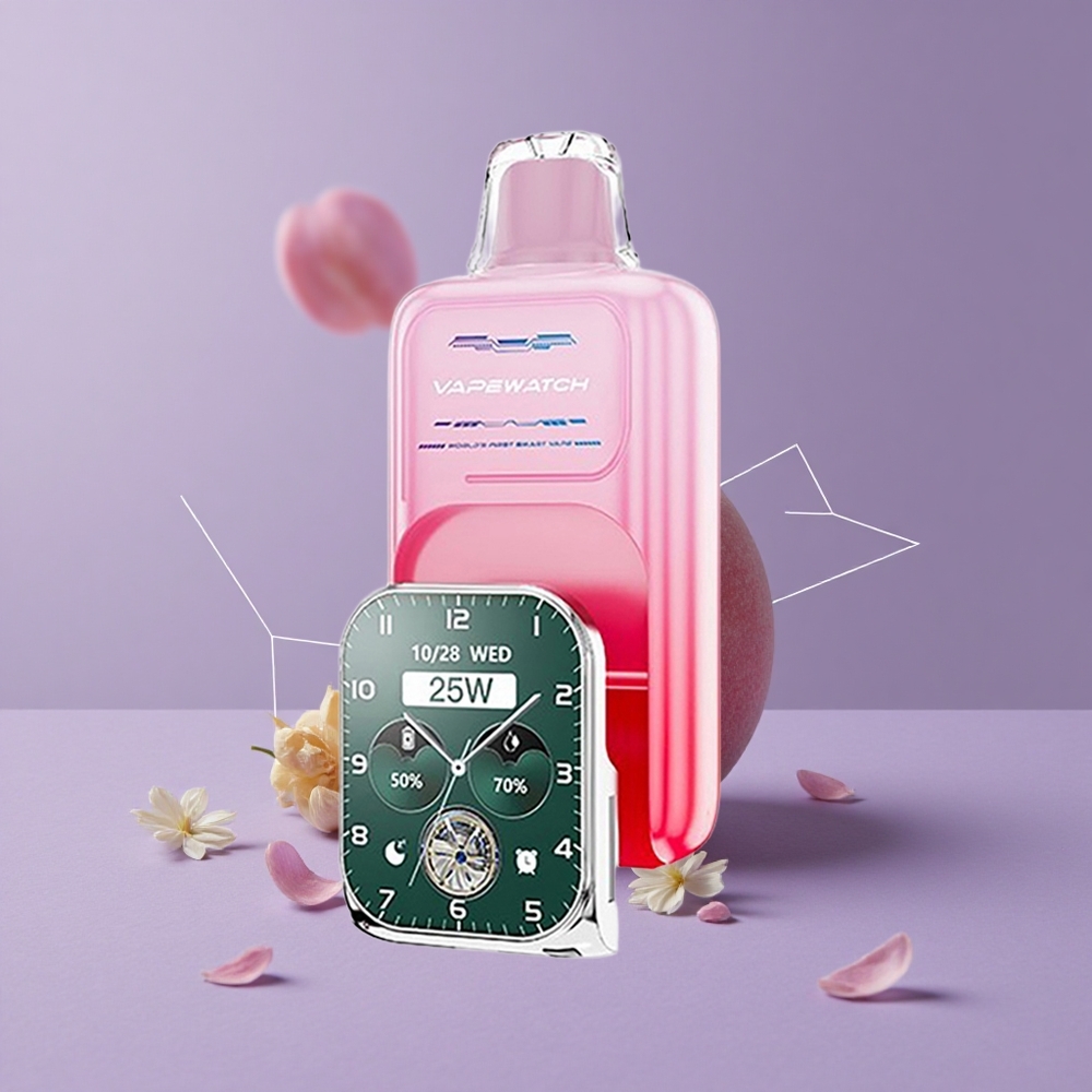 JNR Vape Watch 30000 Puffs Durazno de Georgia Capacidad de Batería 1000mAh Tipo de Bobina Dual Mesh Coil
