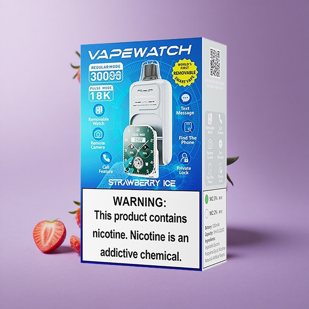 JNR Vape Watch 30000 Puffs Fresa Hielo Capacidad de Batería 1000mAh Tipo de Bobina Dual Mesh Coil