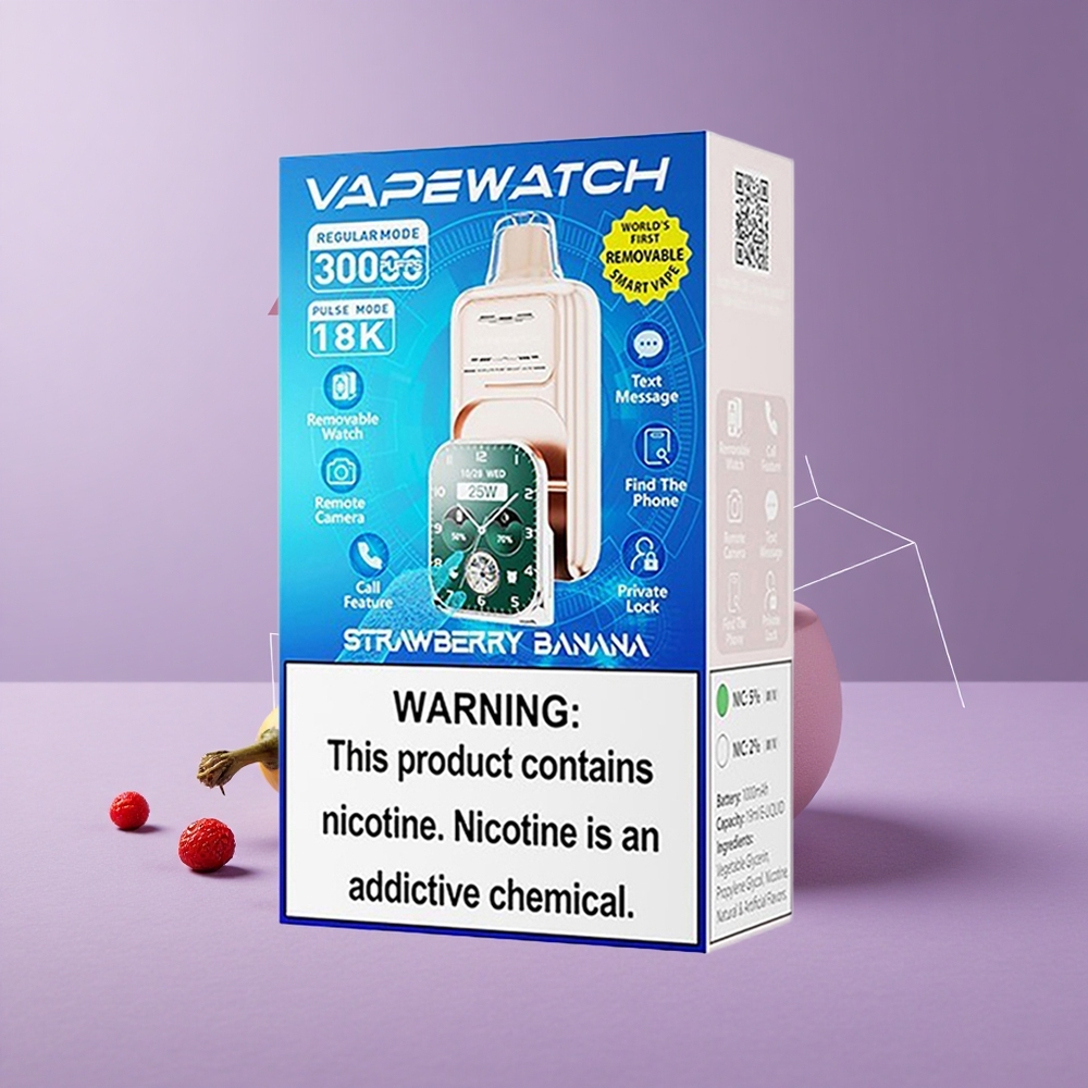 JNR Vape Watch 30000 Puffs Fresa Plátano Capacidad de Batería 1000mAh Coil Dual Mesh