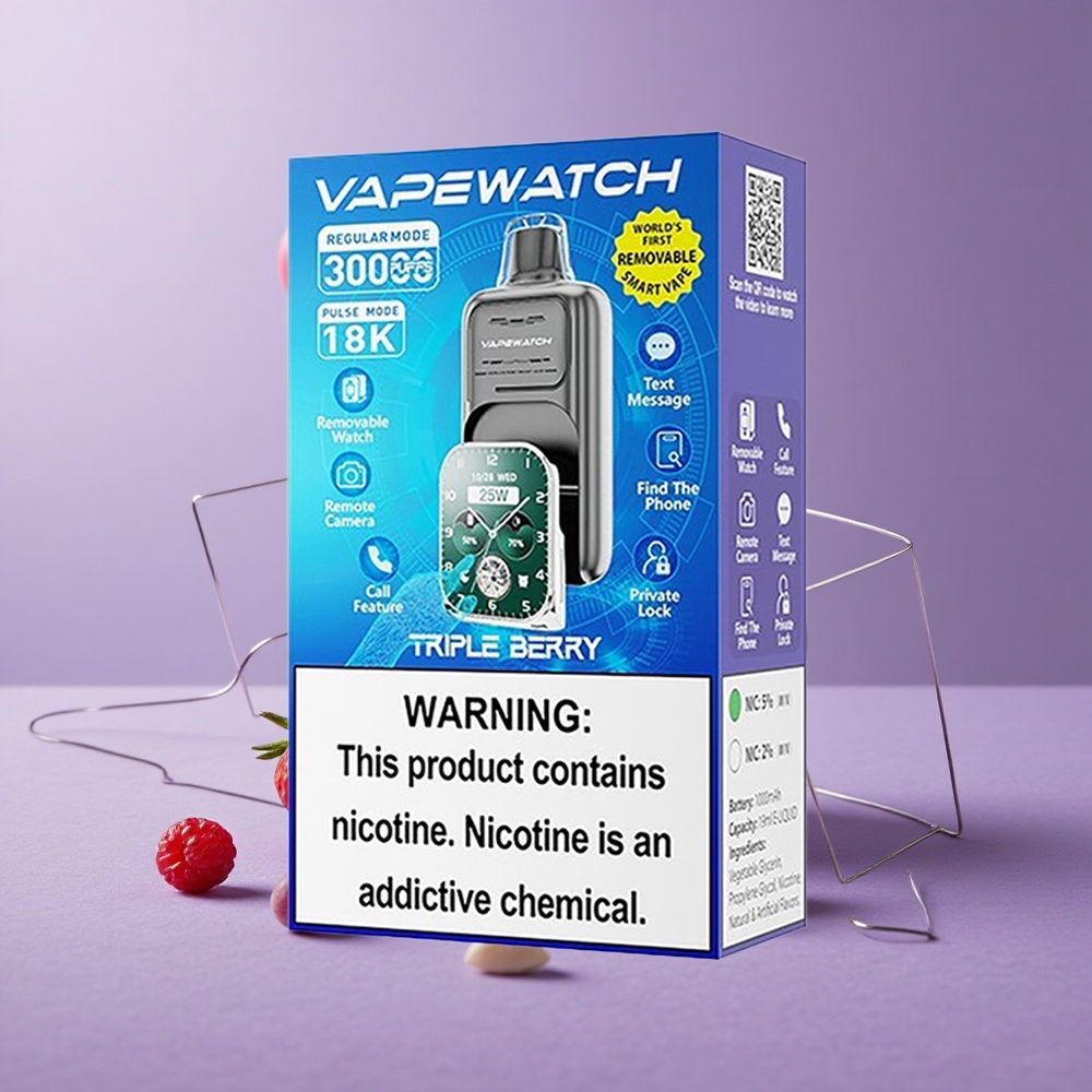 JNR Vape Watch 30000 Puffs Triple Berry Capacidad de Batería: 1000mAh Tipo de Bobina: Bobina Dual Mesh