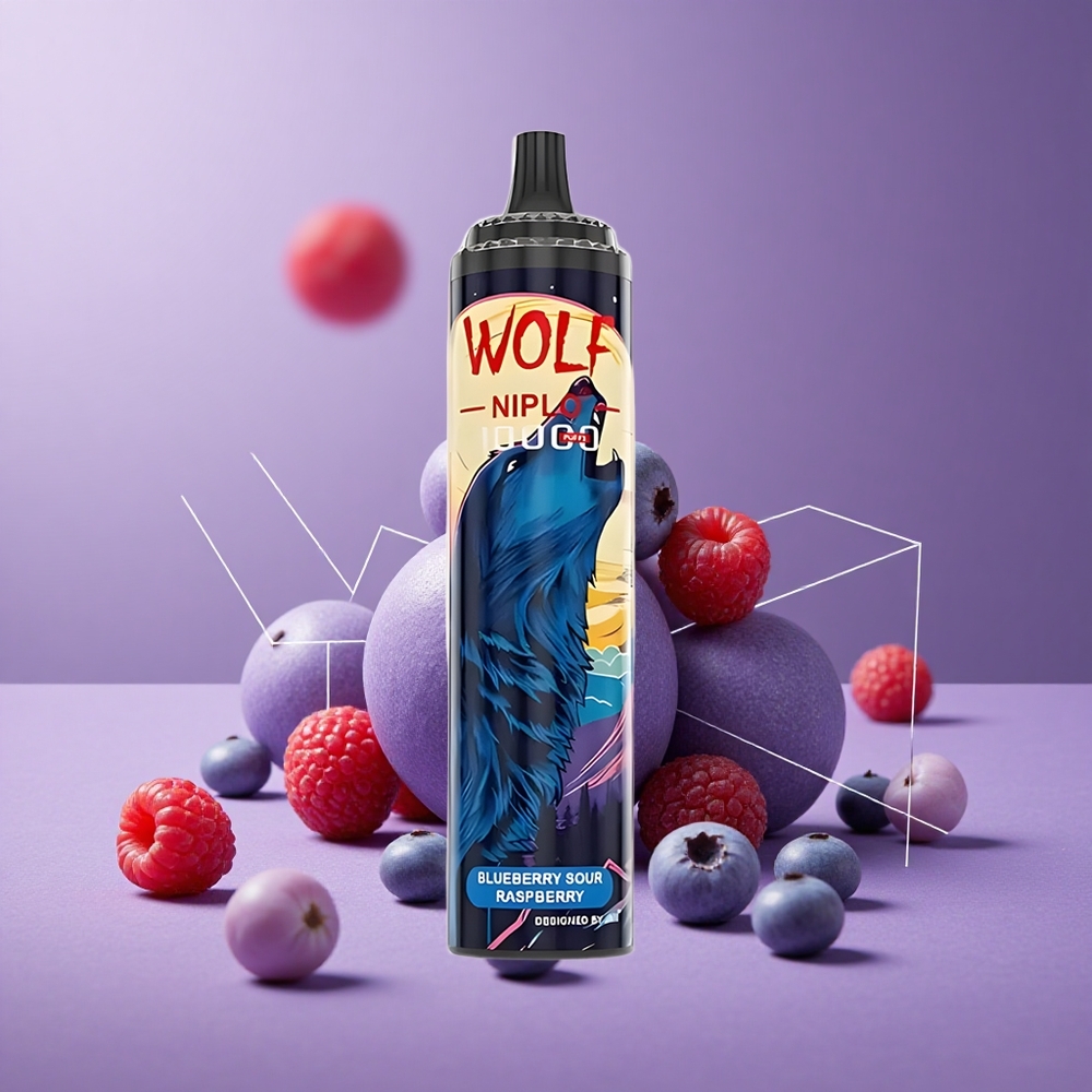 JNR Wolf Niplo 10000 Puffs Arándano Agrio Frambuesa Batería 650mAh Carga Tipo-C