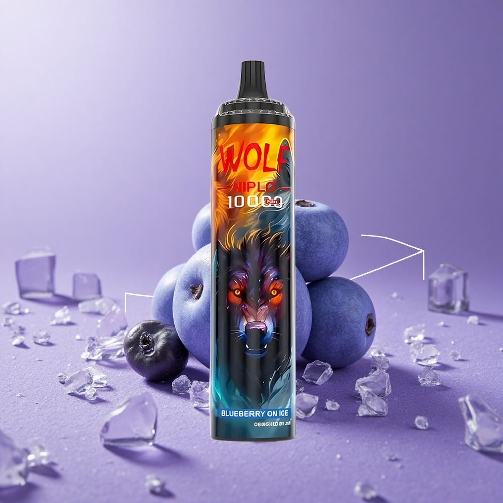 JNR Wolf Niplo 10000 Puffs Arándano Azul En Hielo Capacidad de Batería 650mAh Tipo-C Carga Rápida
