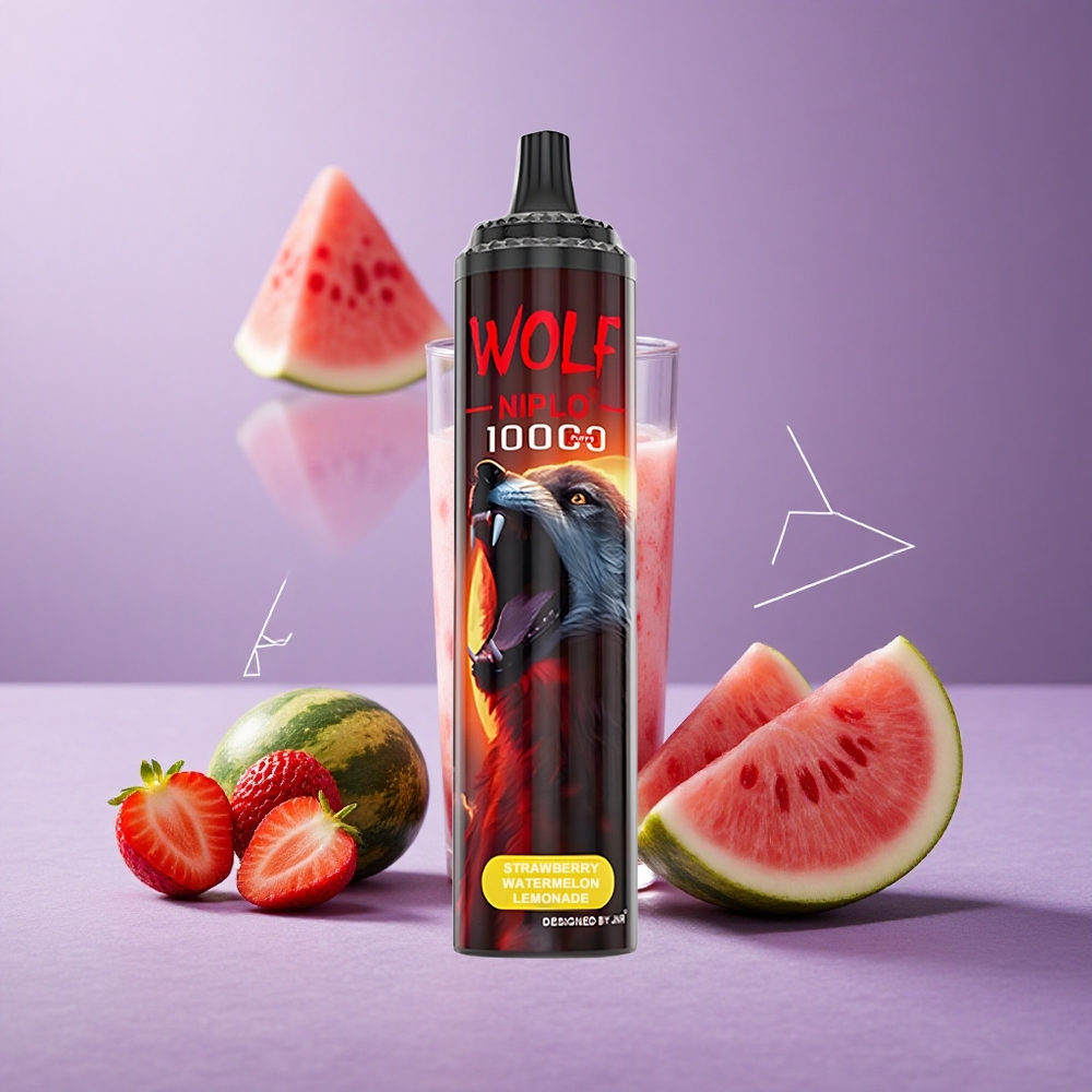 JNR Wolf Niplo 10000 Puffs Fresa Sandía Limonada con Batería de 650mAh y Capacidad de E-líquido de 20ml