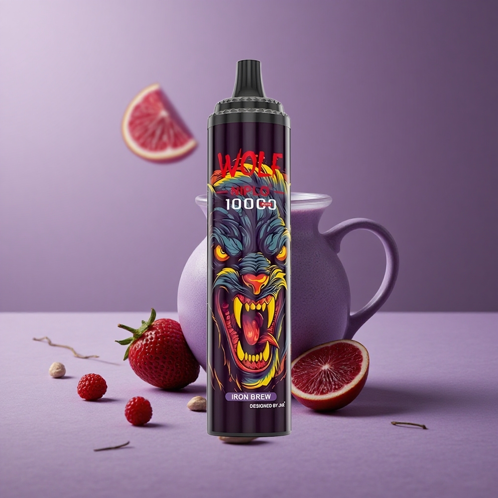 JNR Wolf Niplo 10000 Puffs Hierro Cerveza con Capacidad de Batería 650mAh y Contenido de Nicotina 0%, 2%, 5%