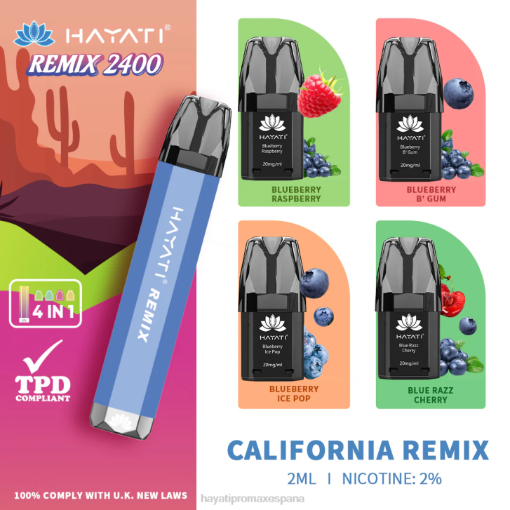 Hayati Remix sistema de cápsulas precargadas 2400 inhalaciones FTTT51 remezcla de california - Hayati Precio