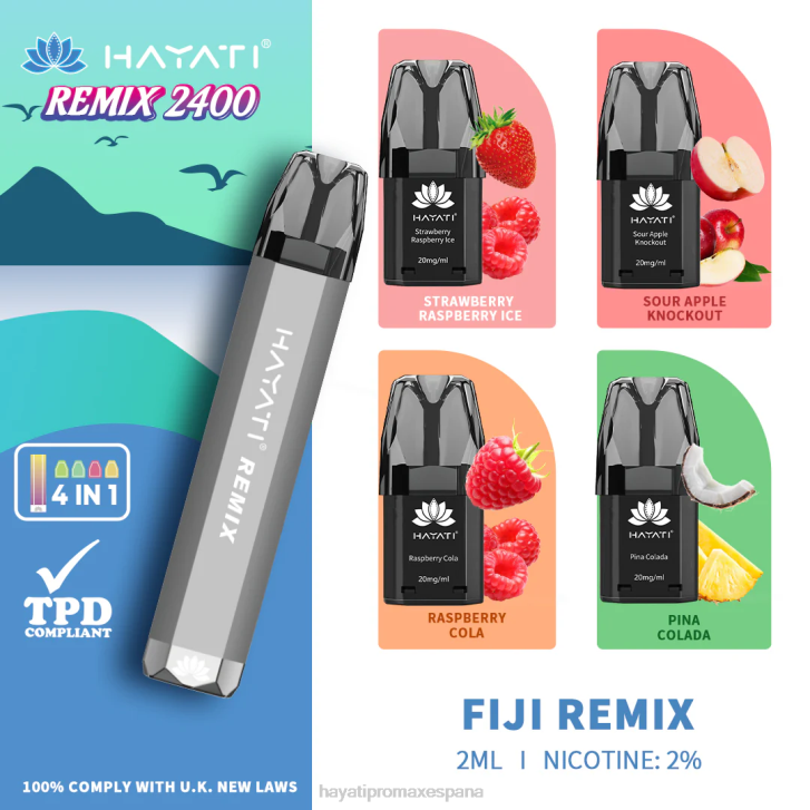 Hayati Remix sistema de cápsulas precargadas 2400 inhalaciones FTTT53 remezcla de fiji - Hayati Flavours España
